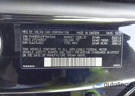 2023 Volvo Xc90 Recharge Plug-In Hybrid T8 Ultimate Dark Theme 7-Seater from USA, damaged, VIN YV4H60CX1P1941548